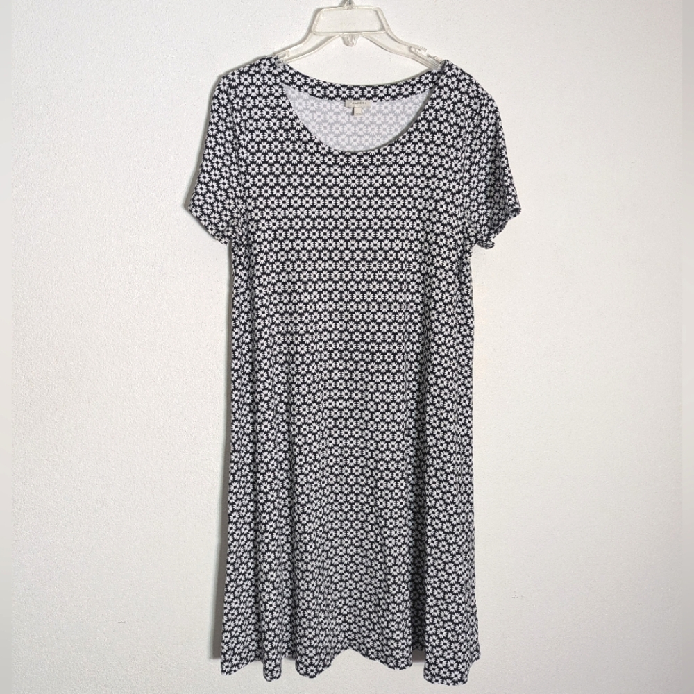 Talbots Womens Tee Shirt Dress Floral Flower Relaxed Casual Comfy Neutral Medium